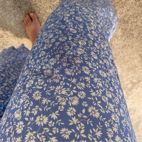 Intermix Blue White Floral Smocked Jumpsuit 4 - Picture 11 of 12